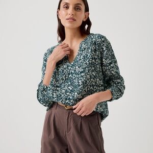 Pact Women's Celestial Prairie Floral Cafe Crepe Poet Blouse